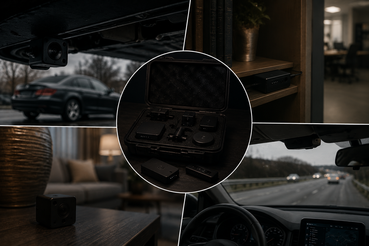 Covert surveillance systems deployed across vehicle, indoor, and operational field environments