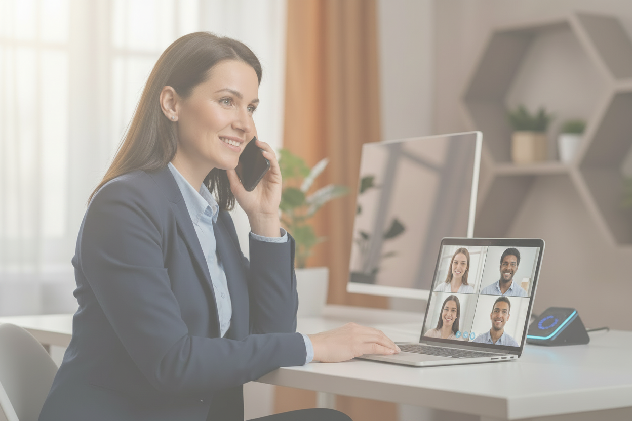 woman in conference call